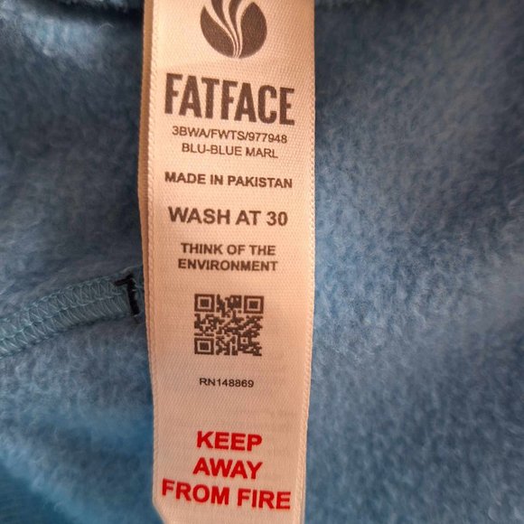 Fat Face Sky Blue Hooded Sweatshirt Full Zipper Closure Size XS - Picture 7 of 10
